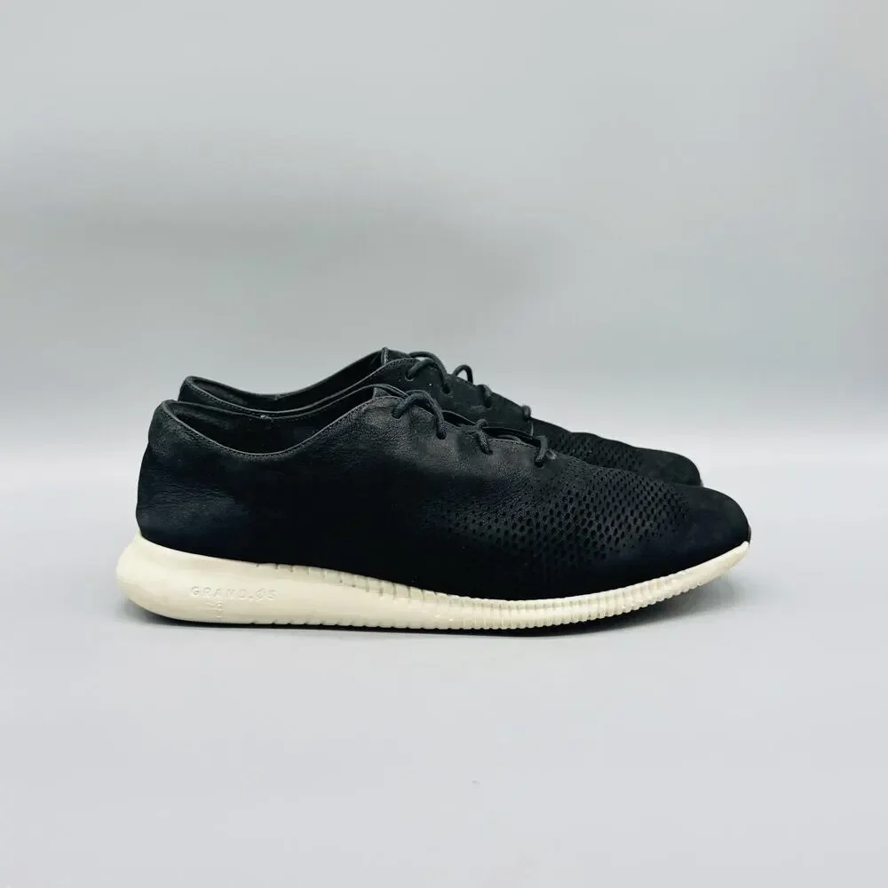 Cole Haan Shoes Womens 9 Black Leather Sneaker Grand.OS Perforated Lace Up